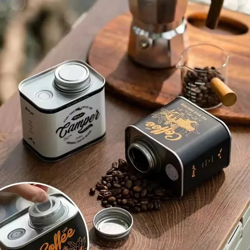 Barattolo di stoccaggio per cucina domestica da 1/2 pezzi, barattolo di chicchi di caffè sigillato, barattolo di chicchi di caffè da campeggio all'aperto a prova di umidità e per la conservazione della freschezza