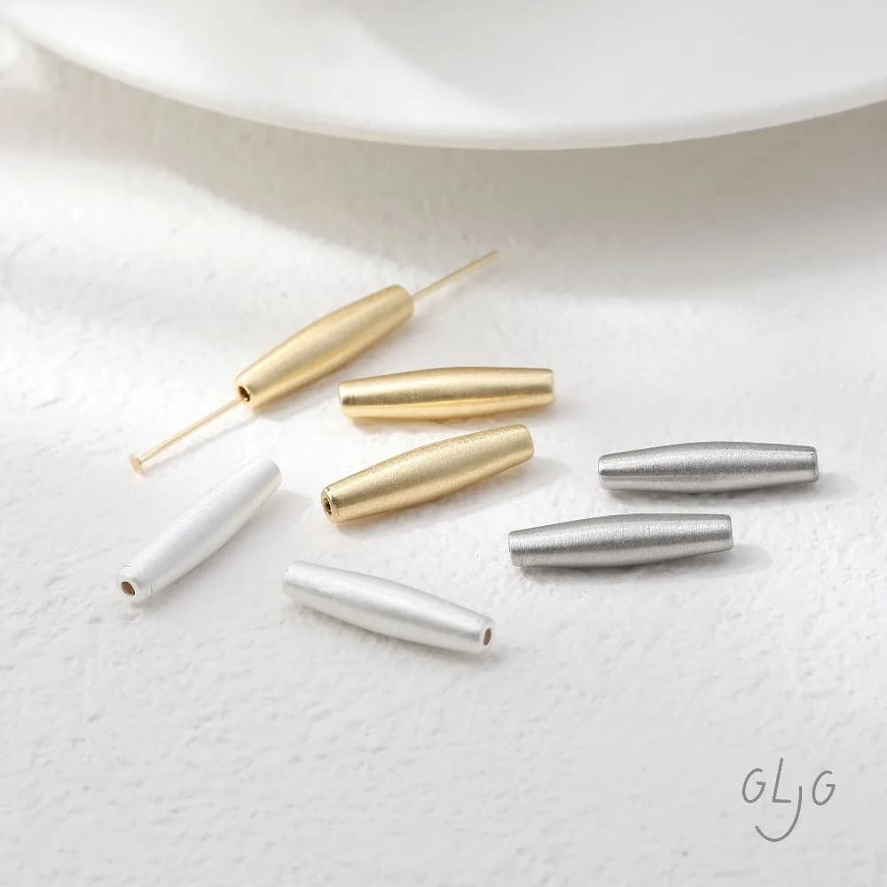 4 Pieces Beads Long Lengths Drawing Machines for Creation Jewelry Necklaces DIY Bracelets Accessories Brass Plated Gold 14k 21*5mm