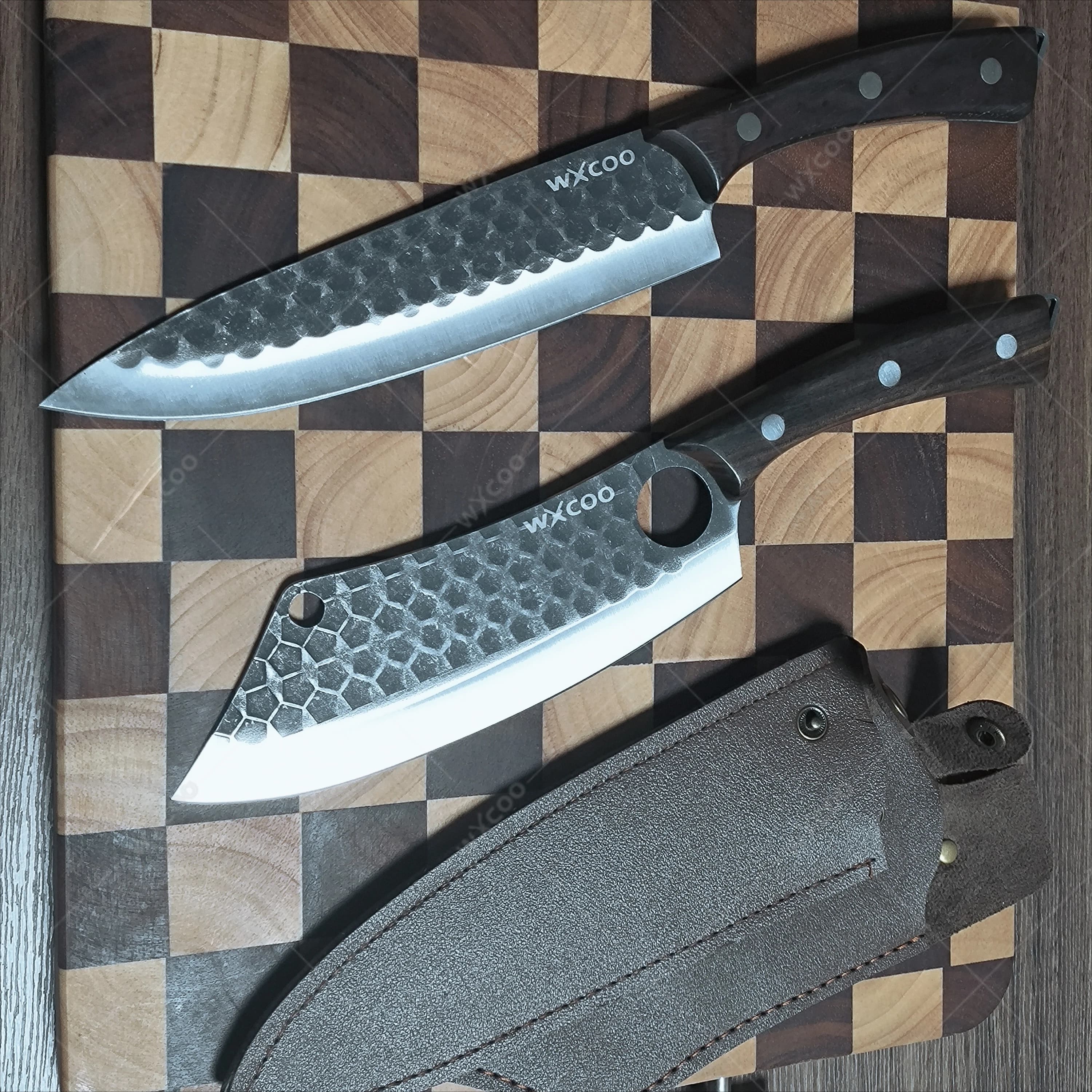 WXCOO Kitchen Knife Stainless Steel Meat Cleaver Butcher Chopping Chef Fish Vegetables Slicing Butcher Knife With Sheath