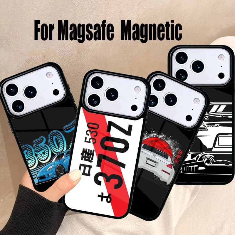 Cover magnetica wireless Magsafe per iPhone 17 Air 16e 15 14 13 12 11 Pro Max Plus, custodia morbida per auto 350Z 370Z