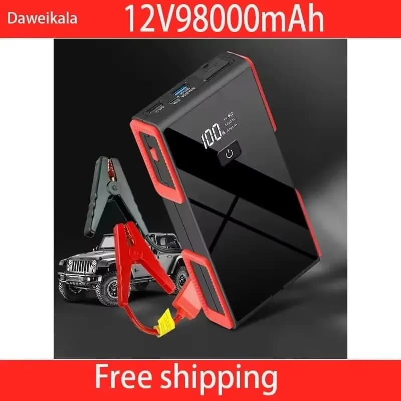 Avviatore di emergenza per auto 12V 98000mAh-1500A Booster batteria di emergenza di picco per tutti i veicoli 12V, Power Bank portatile con USB QC3.0, LED L