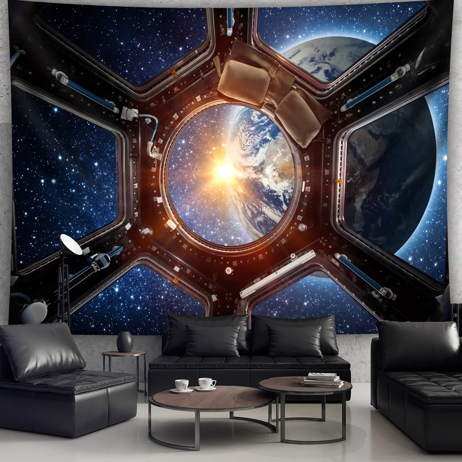 Cosmic Space Scene Tapestry Planet Earth Starry Sky Background Sci Fi Decor Wall Hanging for Living Room or Bedroom Decoration