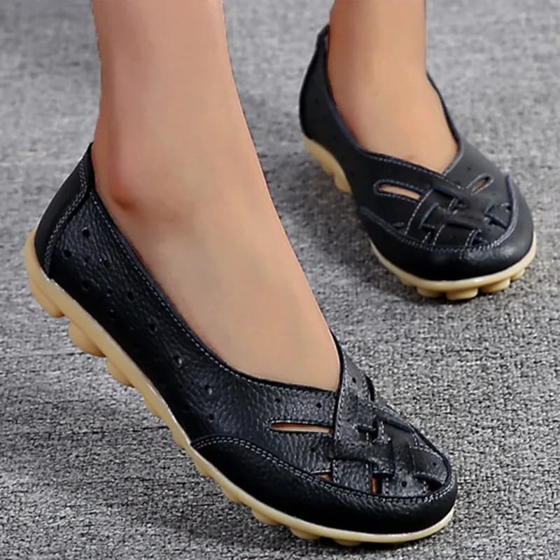 Scarpe Basse da Donna in Vera Pelle, Mocassini Oxford alla Moda, Ballerine Morbide, Calzature Femminili Plus Size