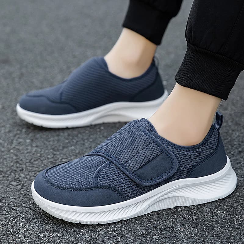 Men's Wide-Fit Mesh Breathable Adjustable Velcro Lightweight Cushioning Casual Shoes Suitable for People with Bunions, Swollen Feet, and Diabetic Feet, for Middle-Aged and Elderly People