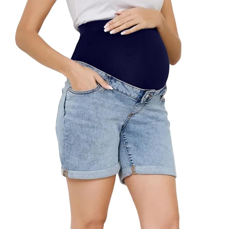 Pantaloncini in Denim Casual per Donne in Gravidanza, Shorts Premaman a Vita Alta con Supporto per la Pancia, Jeans con Tasche, Nuovi Abiti Estivi per la Gravidanza