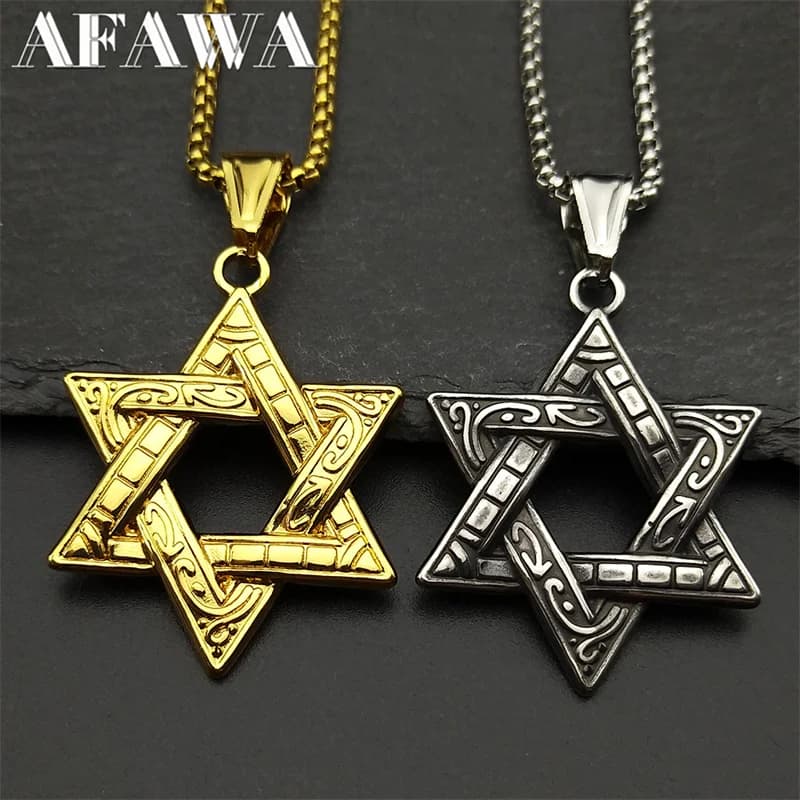 Collana con ciondolo stella ebraica David per uomo donna acciaio inossidabile oro argento colore Israele collana esagramma amuleto regalo gioielli