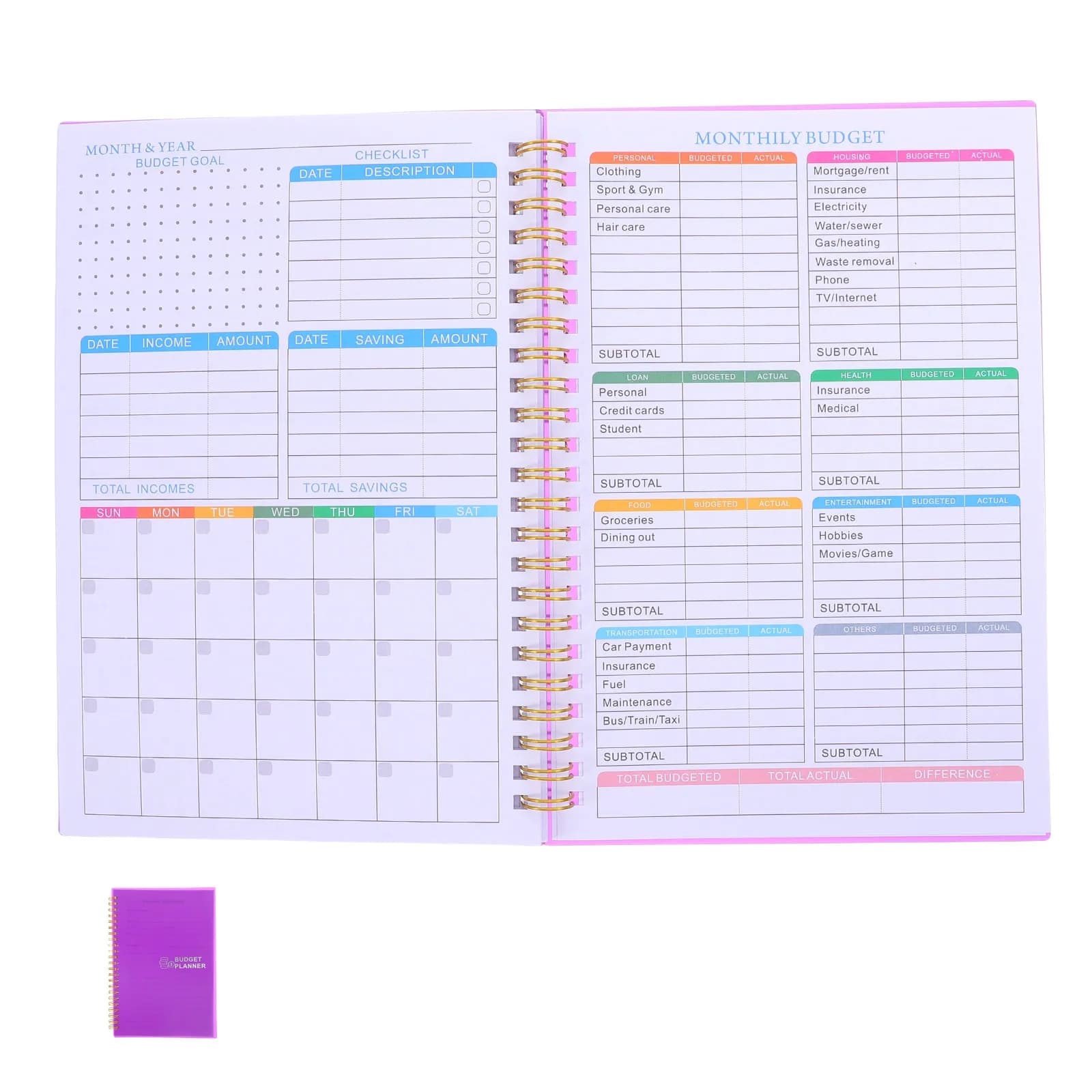 A5 Budget Notebook Undated Portable Expense Tracking Book Financial Planner Monthly Bill Tracker Cash Envelope