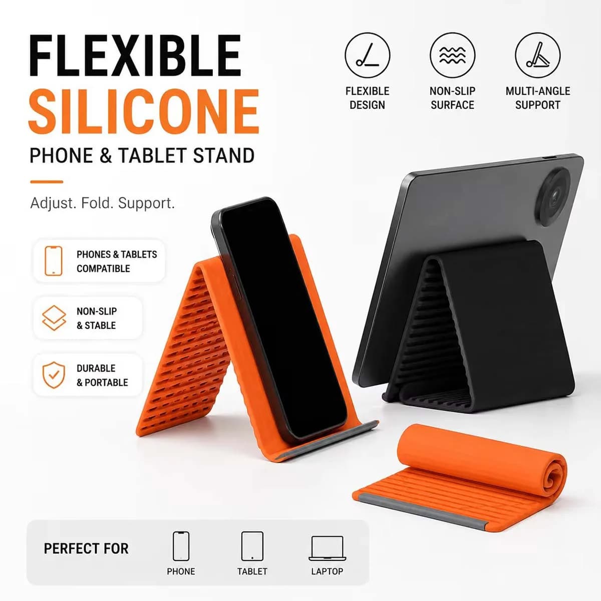 Freely Shaping Silicone Phone Holder Foldable Portable Bendable Design Multi-Angle Adjustable Universal Mobile Phone Desktop Sta
