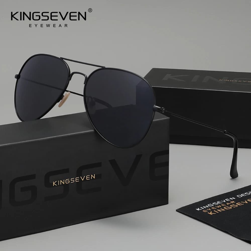 KINGSEVEN Luxury Fashion Slim-Framed Pilot Glasses Unisex Leisure Vacation Polarized UV400 Sunglasses