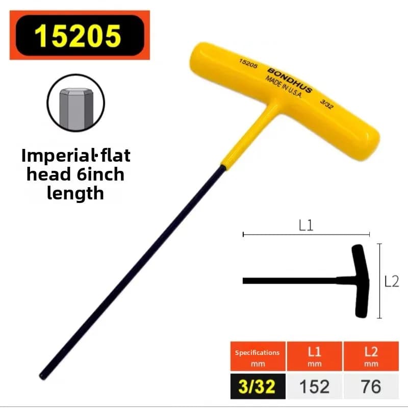 Set di Chiavi Esagonali a T BONDHUS con Testa Sferica e Piatta, Misure Imperiali 3/32 1/8 9/64 5/32 3/16, Utensile di Precisione per Uso Tecnico