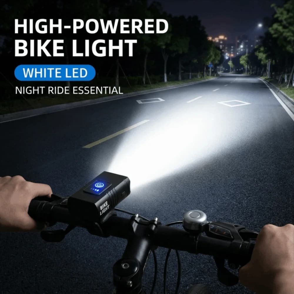 Lampada Frontale LED Ricaricabile USB per Bicicletta, Impermeabile, Montaggio su Manubrio, Faro Luminoso per Bici, Torcia per Ciclismo all'Aperto