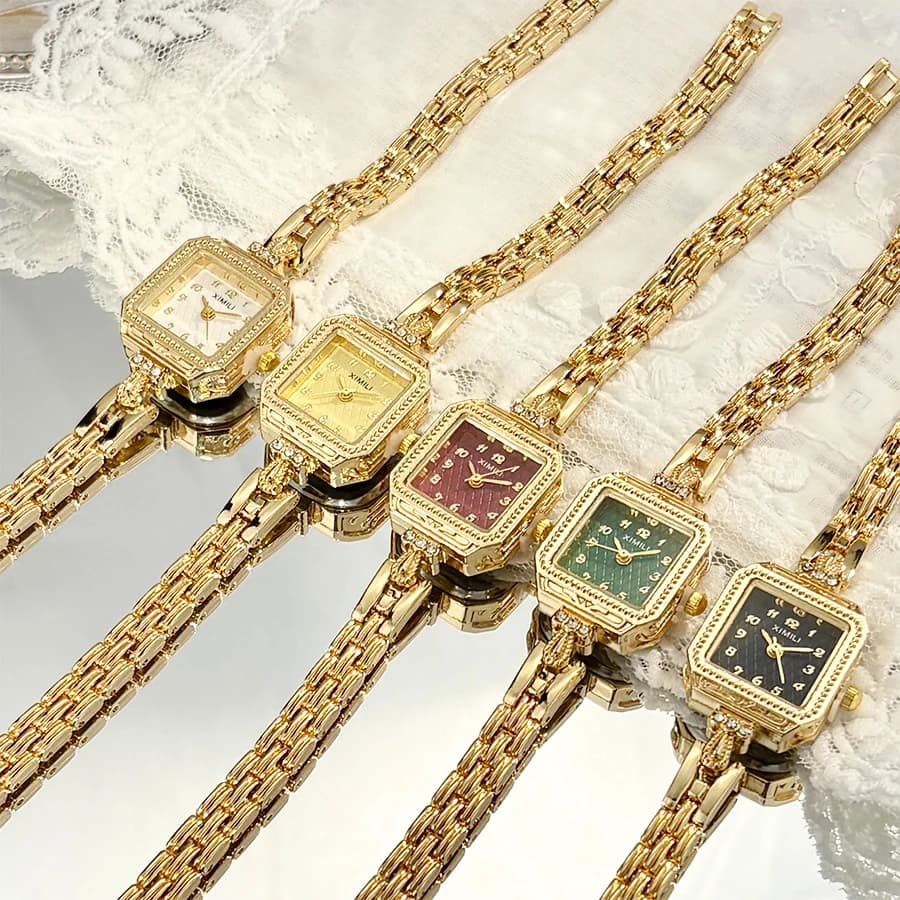 Elegant Vintage Gold Square Watch for Women