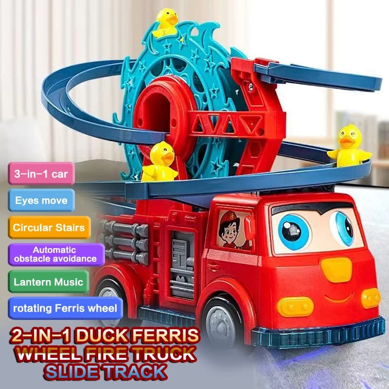 Giocattoli per camion dei pompieri elettrici per bambini, ruota panoramica rotante, auto cingolate, suono e luce colorati, regali perfetti per i bambini