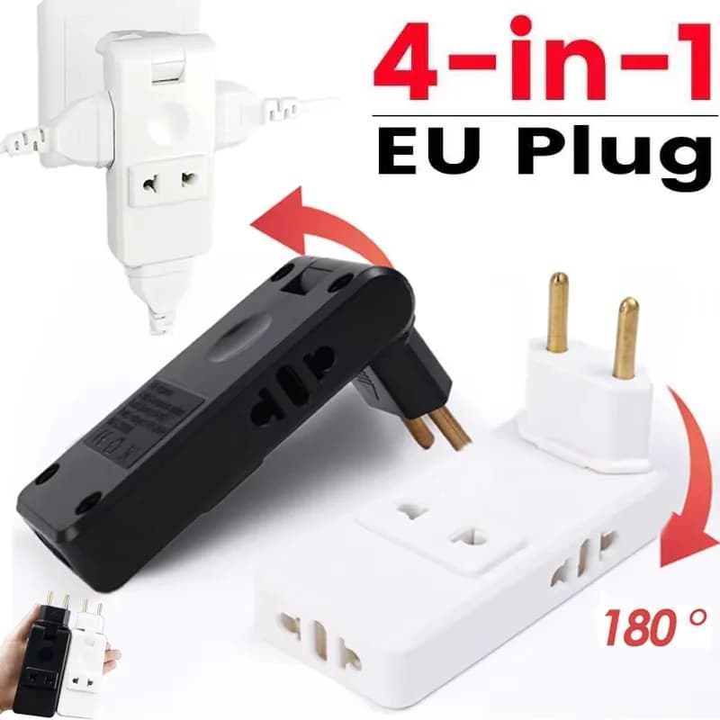 4 In 1 EU Plug Extenion Socket Foldable France Germany Spain Plug Converter Outlet US To EU Plug Adapter Portable Travel Sockets