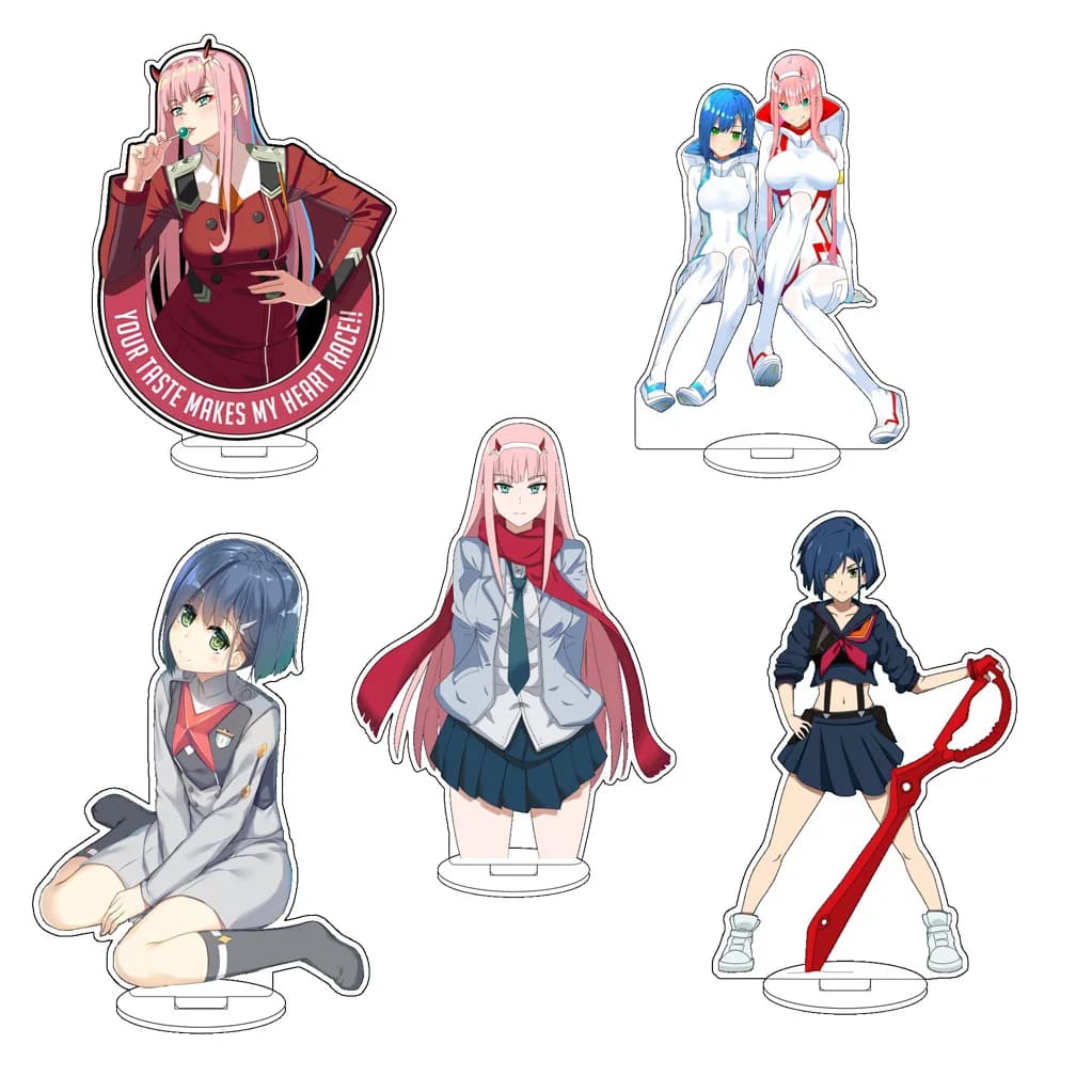 16CM Anime Darling In The Franxx Hiro Zero Two Goro Ichigo Zoro Me Miku Cos Acrylic Figure Stand Ornaments Chirstmas Gifts