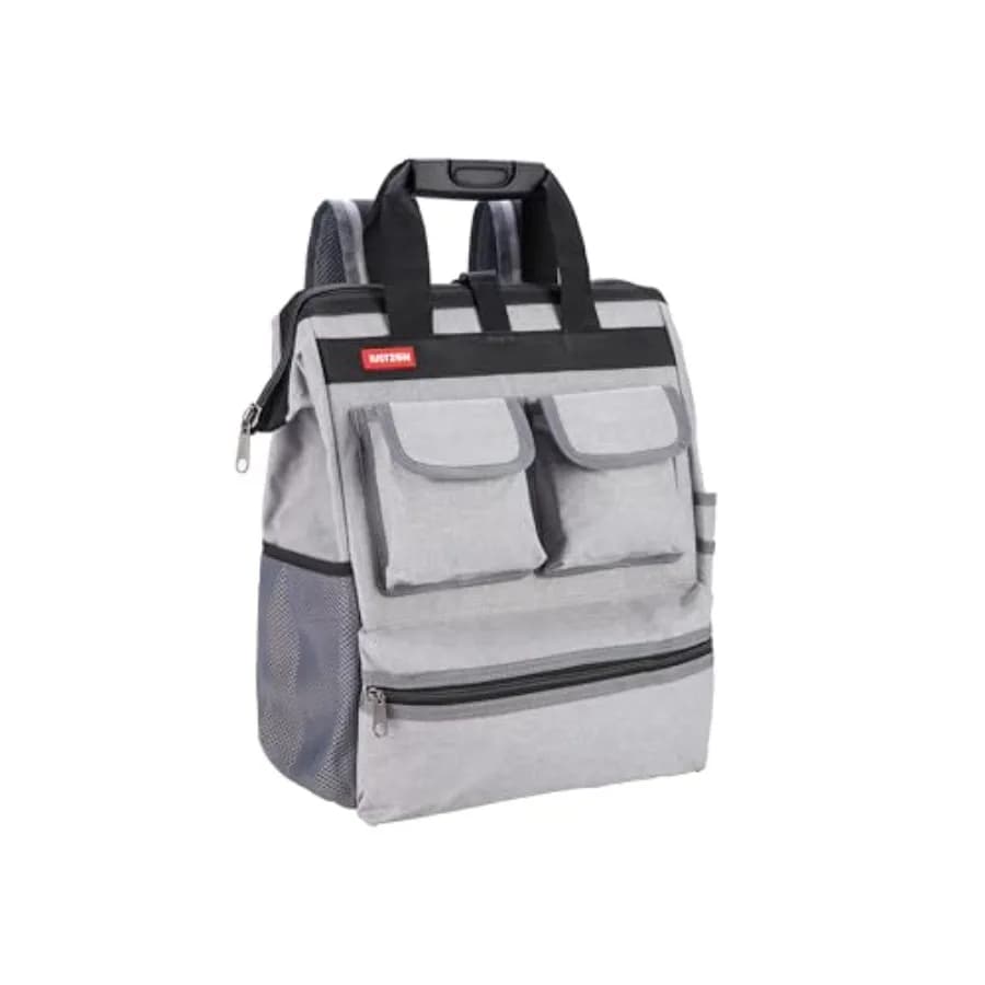Zaino Porta Attrezzi con Supporto Imbottito per la Schiena, Borsa Porta Utensili Resistente per Elettricisti, Idraulici, Tecnici HVAC e Riparatori di Cavi