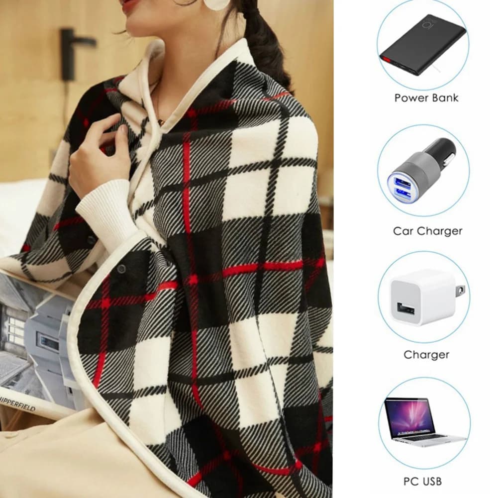 Coperta elettrica Velluto visone Indossabile Coperta riscaldante USB Funzione timer multifunzionale Scialle riscaldato Scaldasalviette per ufficio domestico