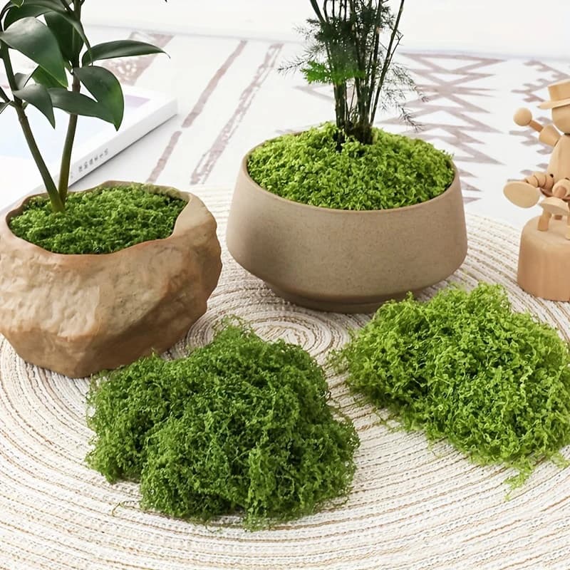 20g/0.7oz Artificial Garden Artificial Musk Fabric Mimetic Exterior Green Plants Covered Bonsai Flower Decoration Mini Landscape Meadow