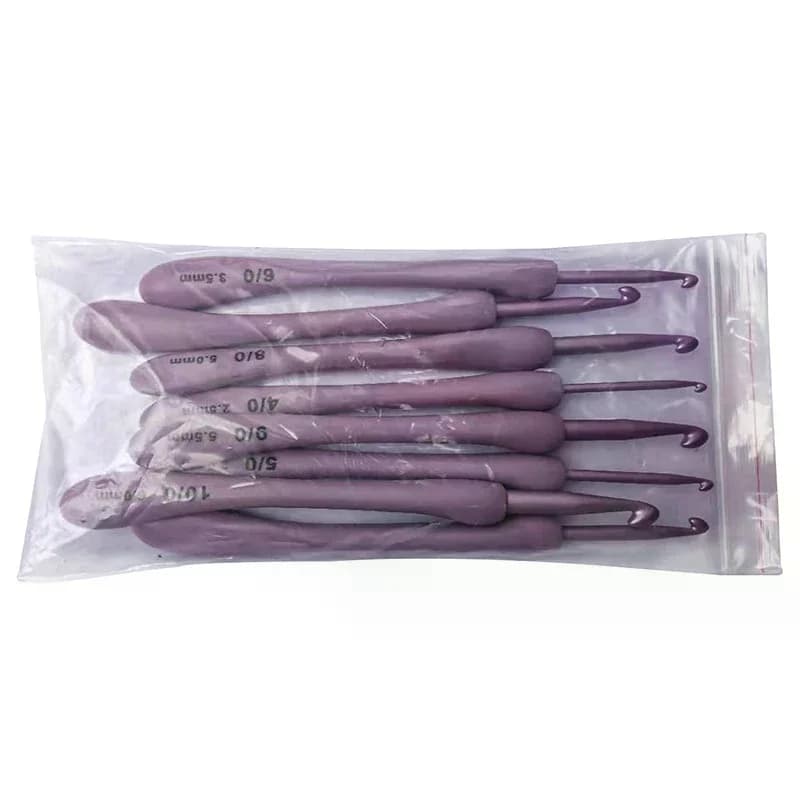 Set di 8 uncinetti viola da 2,5-6,0 mm per lavori artigianali, tessitura, maglieria, fai da te, cucito e artigianato.