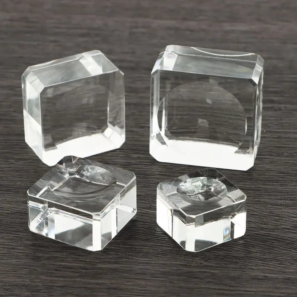 Home Decoration Glass Square Transparent Support Crystal Sphere Base Glass Holder Ball Display Stand