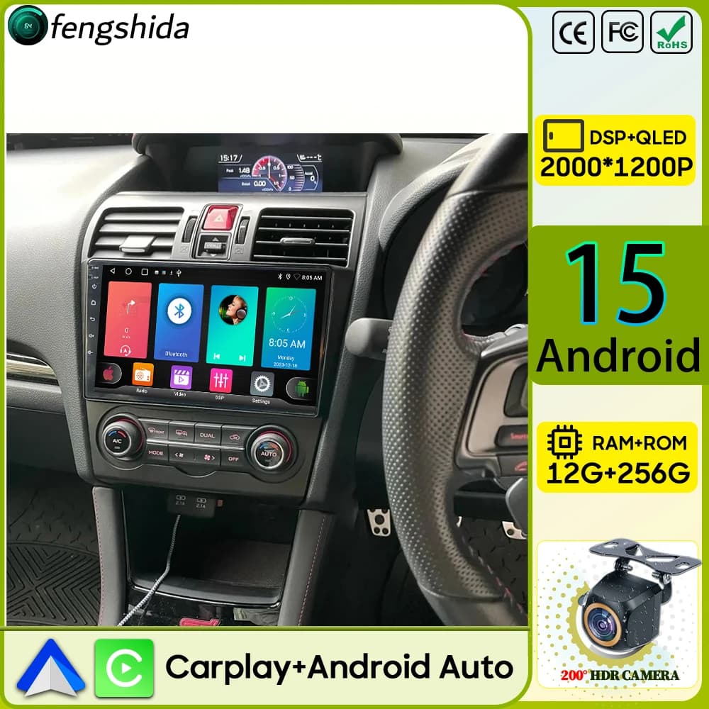 Autoradio Carplay Per Subaru Forester XV WRX 2012-2015 Navigazione GPS Android Auto Car Monitor Android 15 4G Wifi No 2din 2K DVD