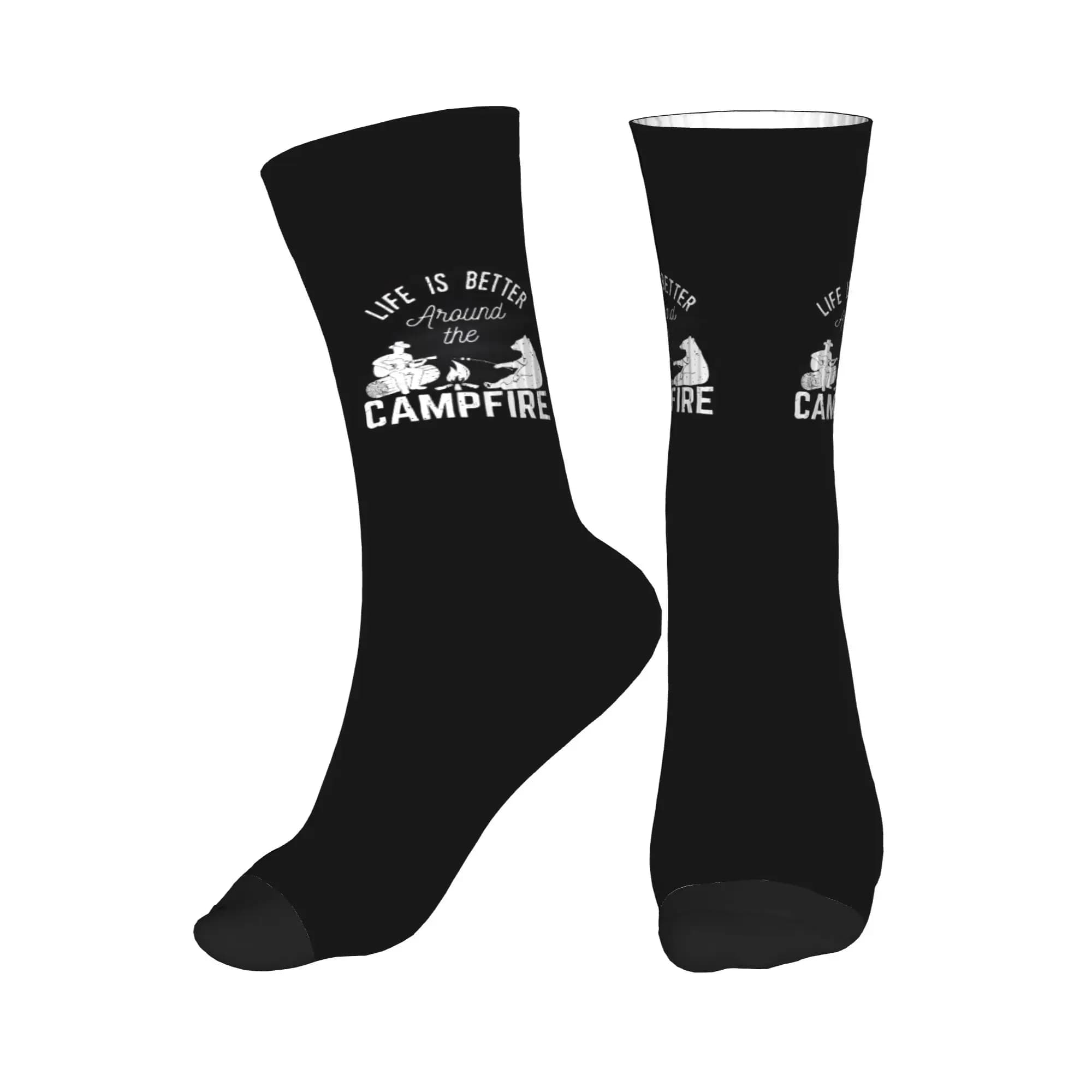 Happy Camper Adventure Camping Dress Socks Calzini da uomo e da donna, caldi e divertenti, modello Crew Socks