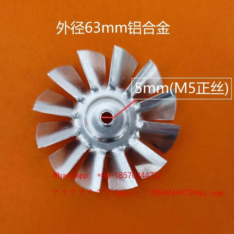 Fan for Hairdryer, Fan, Metal-Canated Turbine, Turbine Fan Spare Parts, External Diameter M5 63mm
