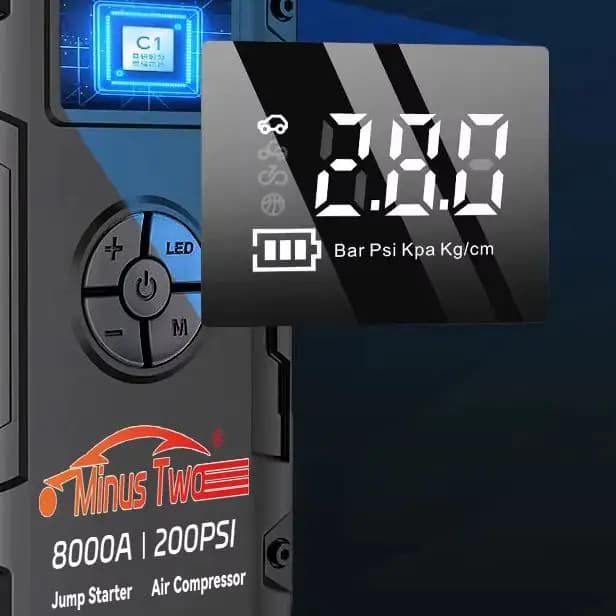Power Bank con Gonfiatore Pneumatici, Avviatore d'Emergenza per Auto, Caricabatterie Portatile, Dispositivo di Avviamento per Auto a Benzina e Diesel