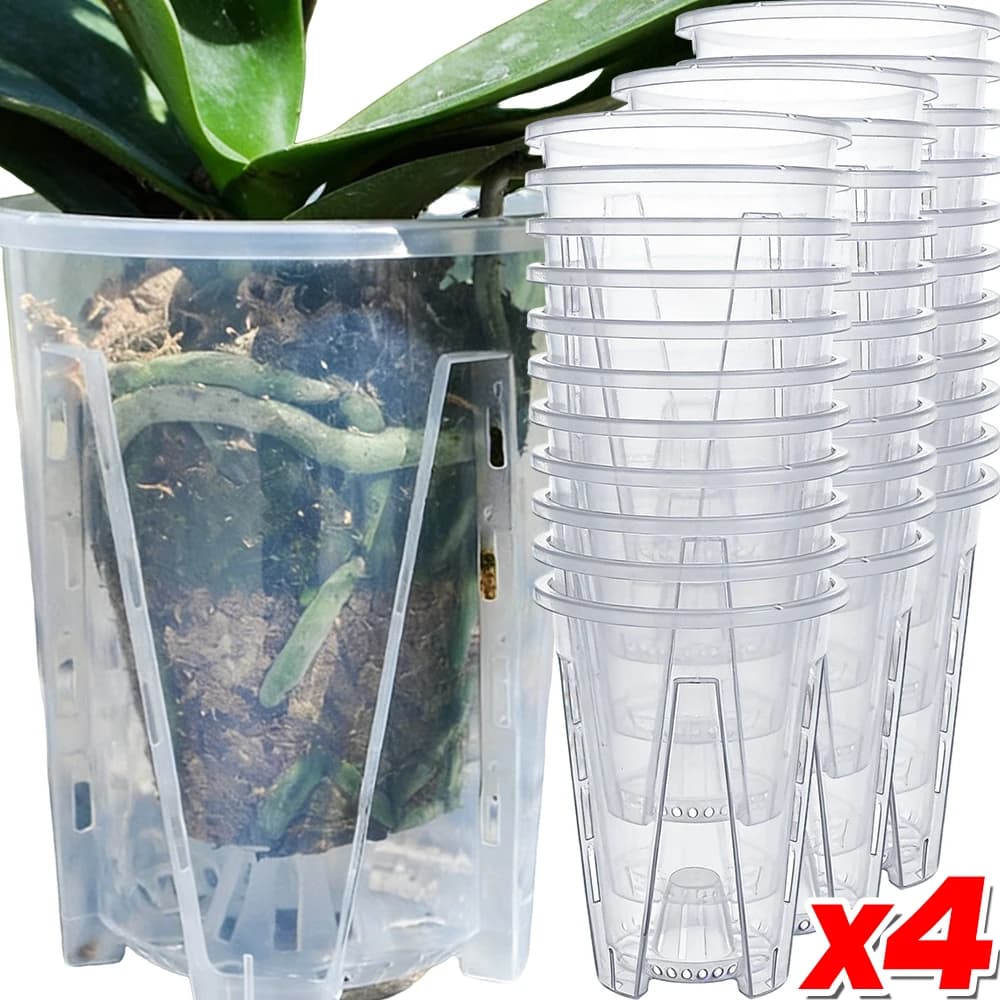 S/M/L/XL Orchid Flowerpot with Drainage Holes Plastic Breathable Root Slotted Planter for Phalaenopsis Succulents Garden Nursery