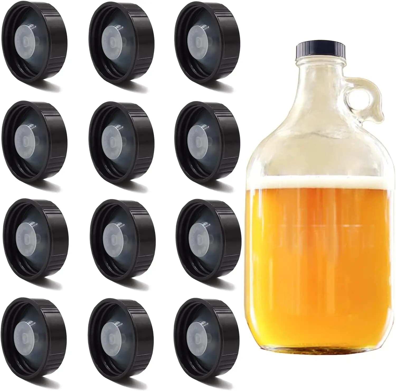 12 Pezzi Tappi a Vite in Polietilene 28/33/38mm per Bottiglie di Birra in Vetro Ambrato Boston, Tappi Conici in Polietilene per Brocche di Vino