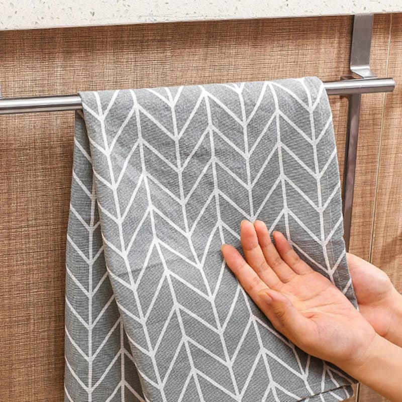 1pc Stainless Steel Bathroom & Kitchen Cabinet Towel Rack Over Door Towel Bar Hanger
