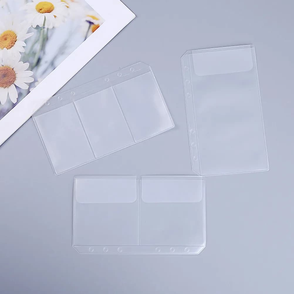 12Pcs A6 PVC Binder Pouches Lightweight Thin Strong Transparent Business Card Pouch Receipt Filing Bag Notebook Folder Organizer