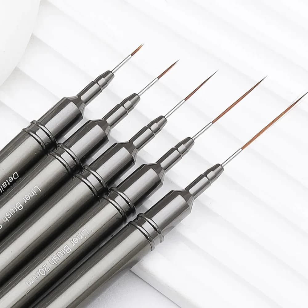 5 pezzi manico in metallo set di pennelli per nail art fodera per unghie professionale penna da disegno fai da te pittura linea di fiori strisce gel UV design per manicure