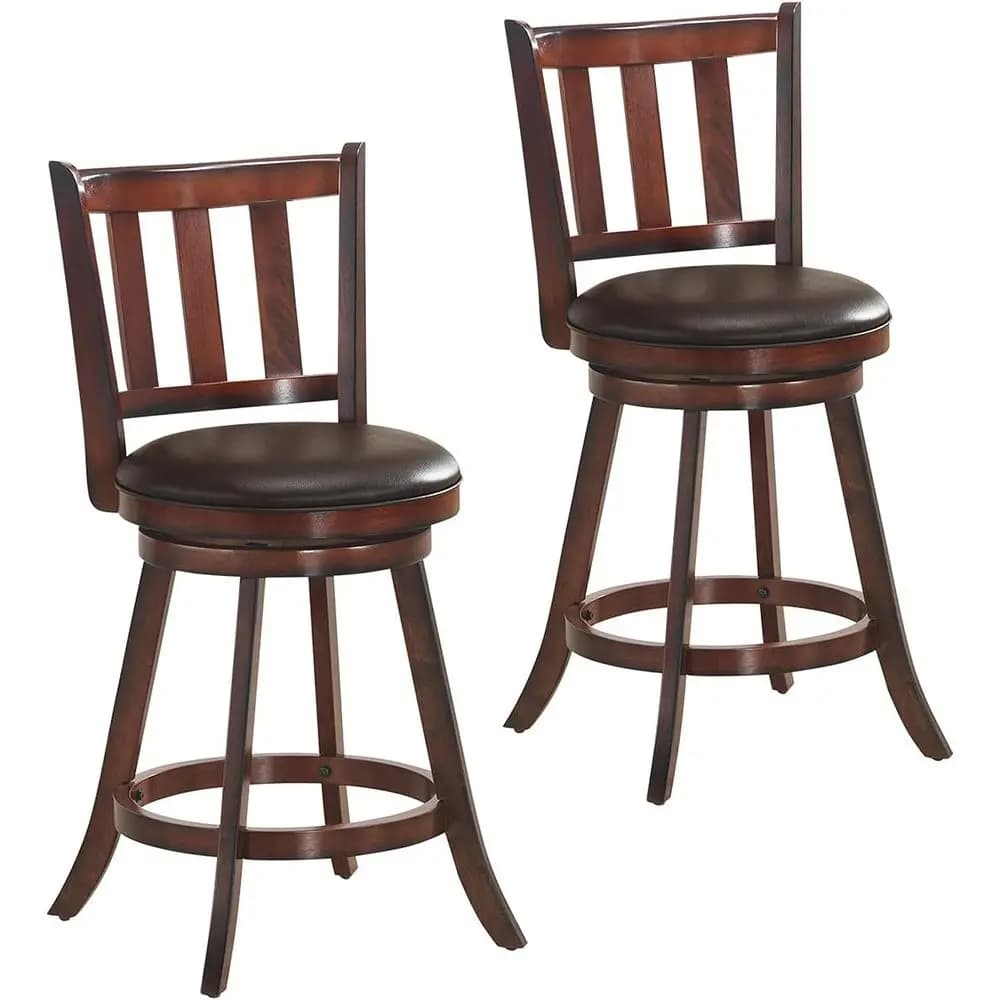 Set of 2 Dining Chairs Girevoli Height Bench with Fabric Coating and PVC Upholstered Seats (Altitude 25)