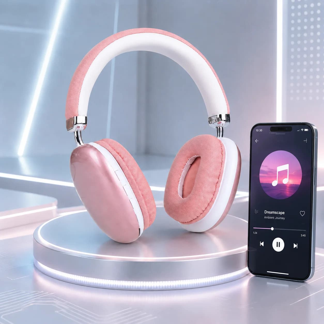 Cuffie Bluetooth B40 Over-Ear Wireless HiFi per Musica e Gaming, Comode con Microfono per iPhone Android PC, Rosa
