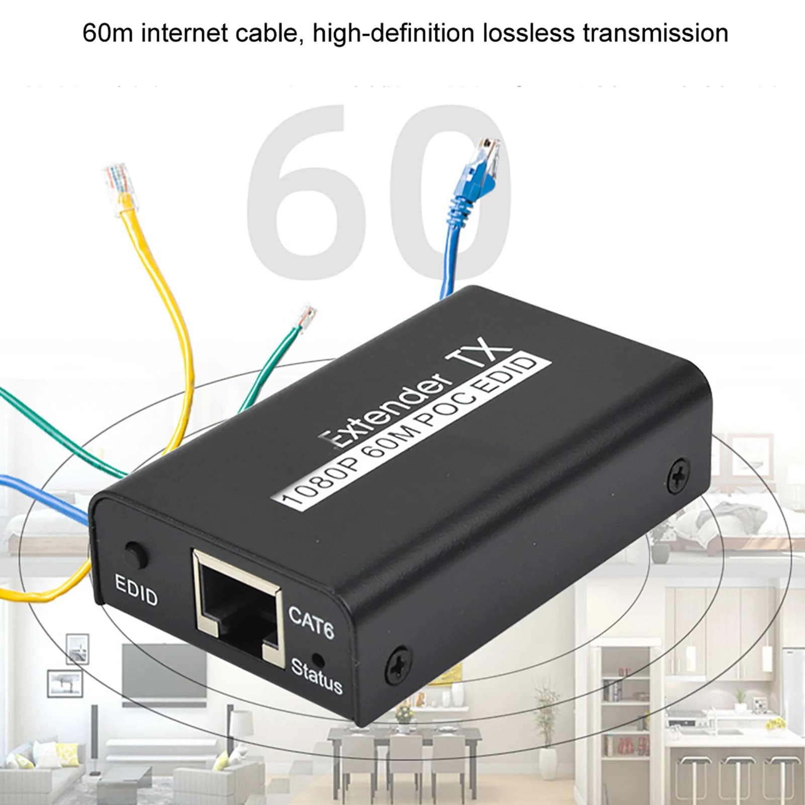 HDMI Extender 60M Internet Transmitter for POC Cable Power EDID Learning Function Internet Transmitter Transmitter Receiver