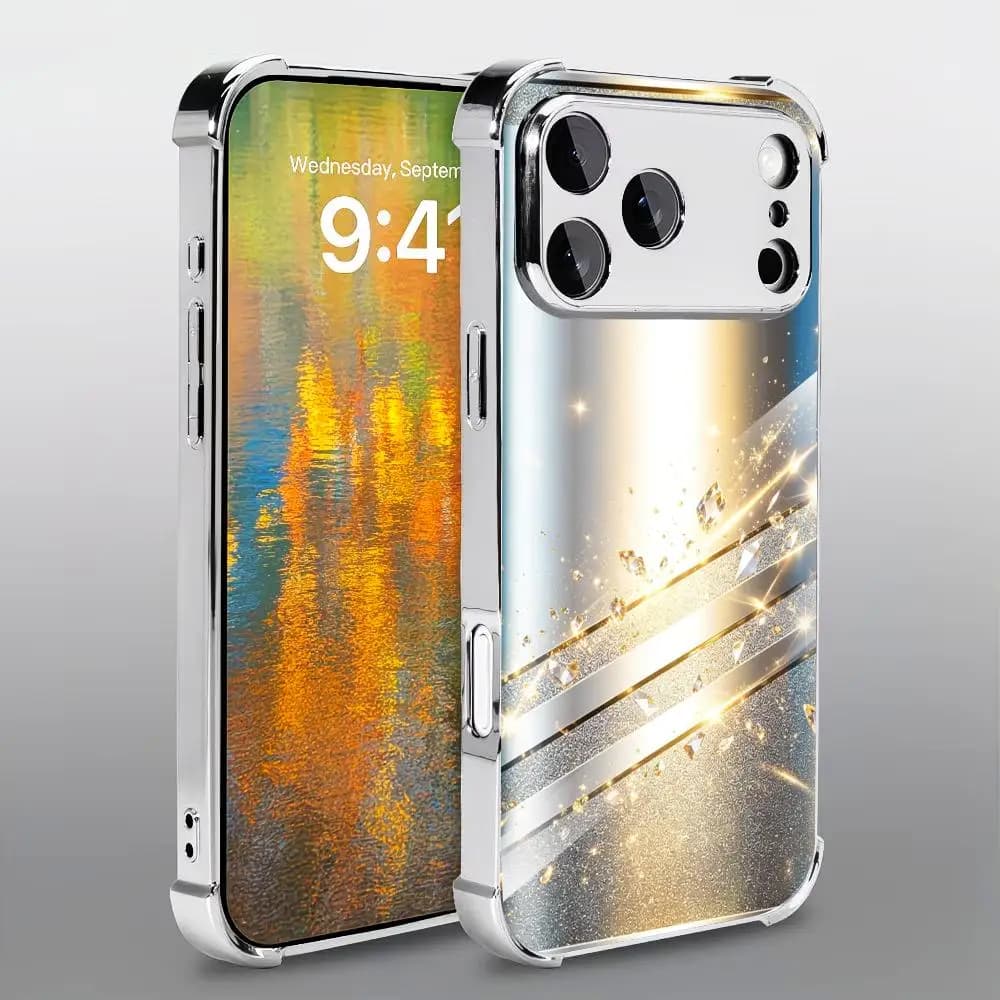 Luxurious minimalist silver glass phone case for coque iphone for carcasa iphone for rhode for iphone 17 、16、15、14、13pm Pro Plus
