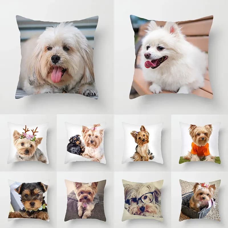 1 pz simpatico cane Yorkie BICHON cane Yorkshire Decor stampa federa camera da letto divano vita cuscini copertura decorazione auto cuscino