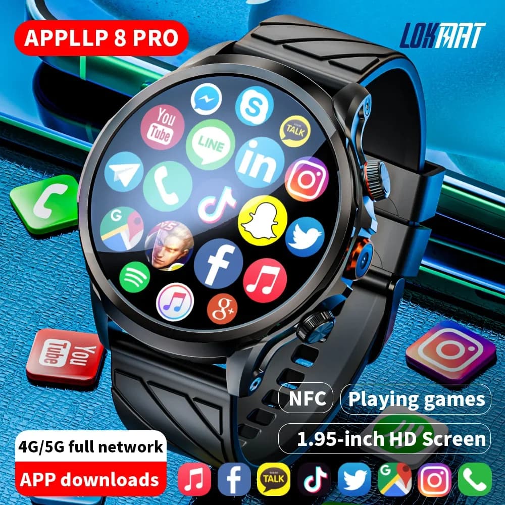 Nuovo arrivato LOKMAT Fashion 4G NFC Smart Watch Men, SIM Card GPS WIFI 1.85 "schermo IPS rotondo Google Play Sports SmartWatch Android