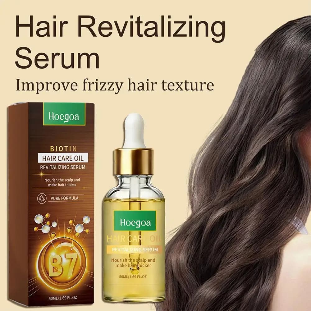 Olio per la cura dei capelli alla biotina 50ml, siero rivitalizzante B7, nutre il cuoio capelluto e infoltisce i capelli, rinforza i follicoli piliferi per tutti i tipi di capelli