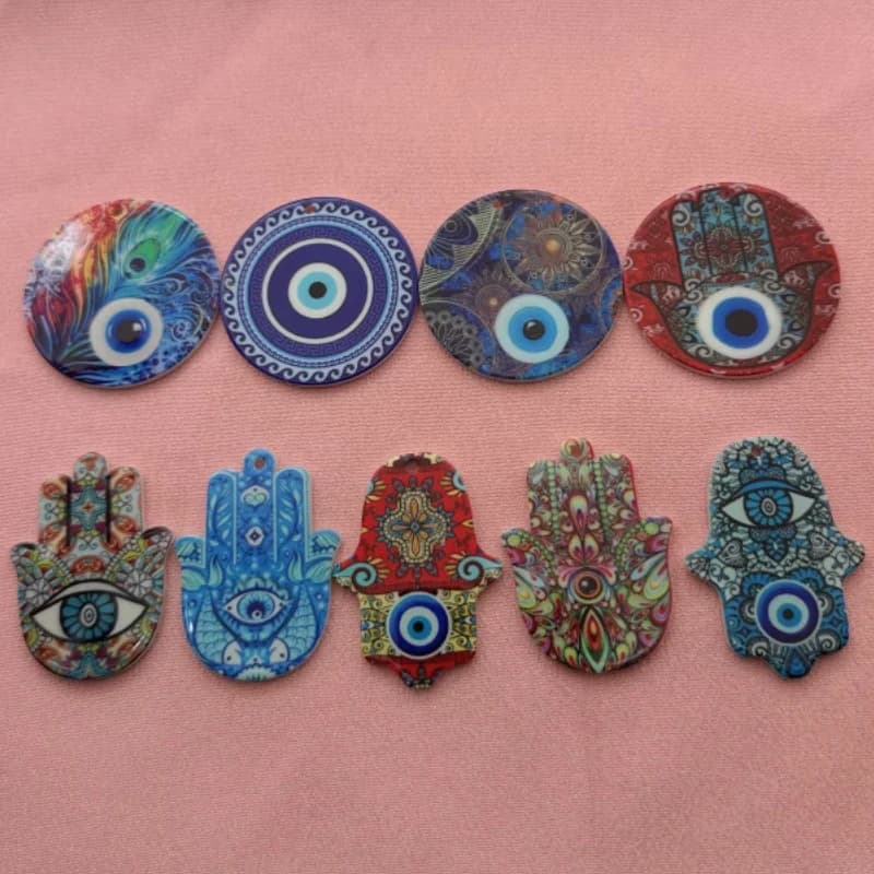 10 pezzi di occhio del diavolo palmo rotondo acrilico gioielli orecchini pendenti collana accessori ciondolo