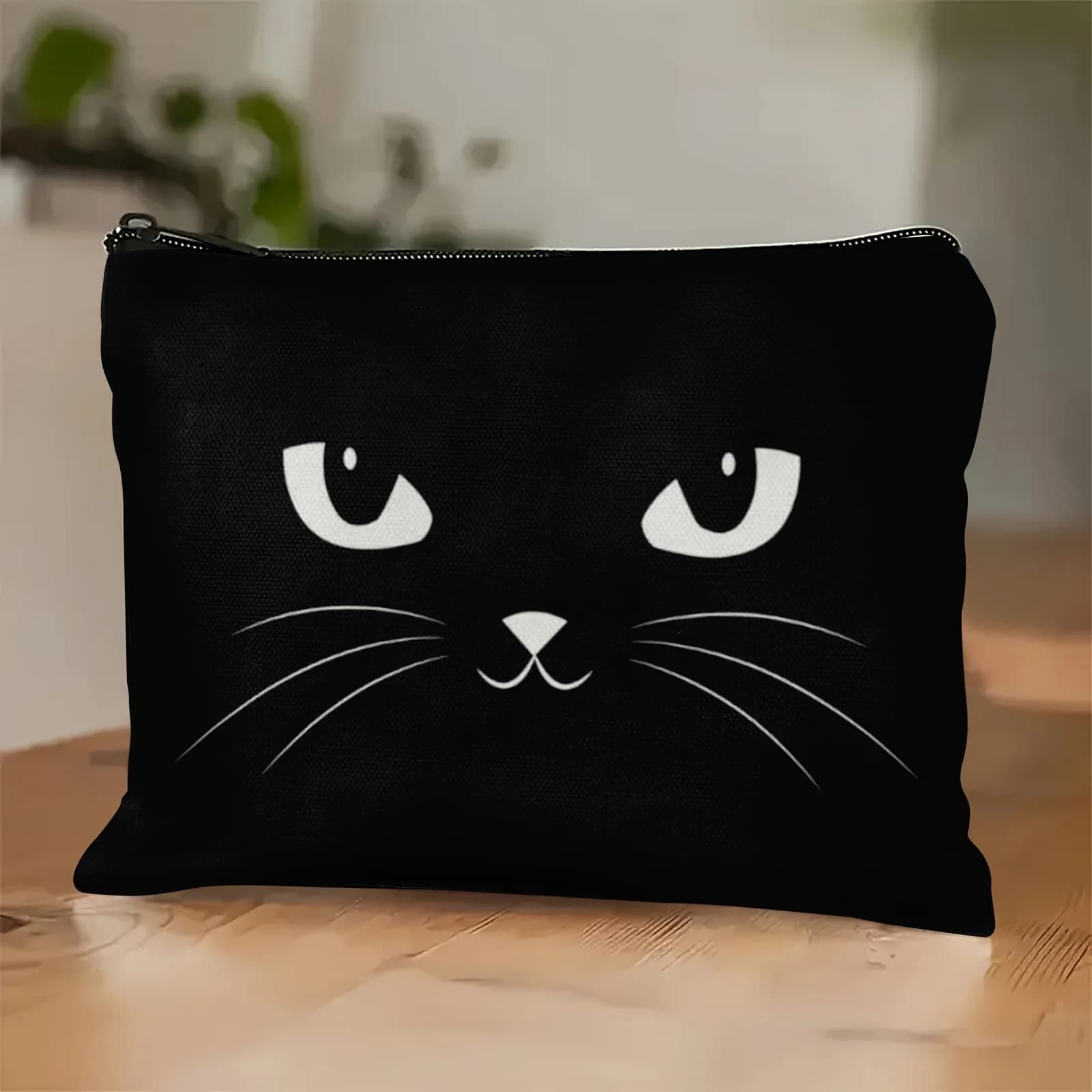 Una borsa per il trucco Black Cat: carina borsa multifunzionale con cerniera per donna, borsa per riporre gioielli, piccola borsa portaoggetti con cerniera da viaggio perfetta