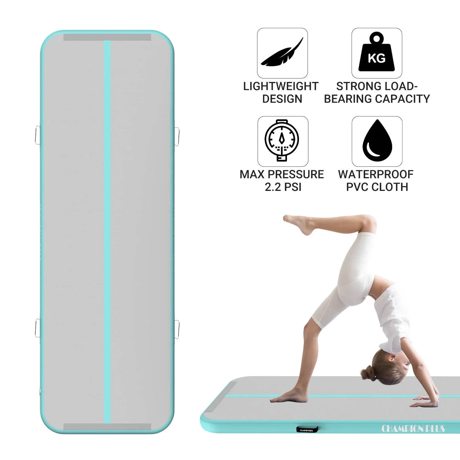 Tappetino per ginnastica, lunghezza 4 m, con pompa elettrica, per uso domestico, palestra, yoga, cheerleader, spiaggia, parco, acqua