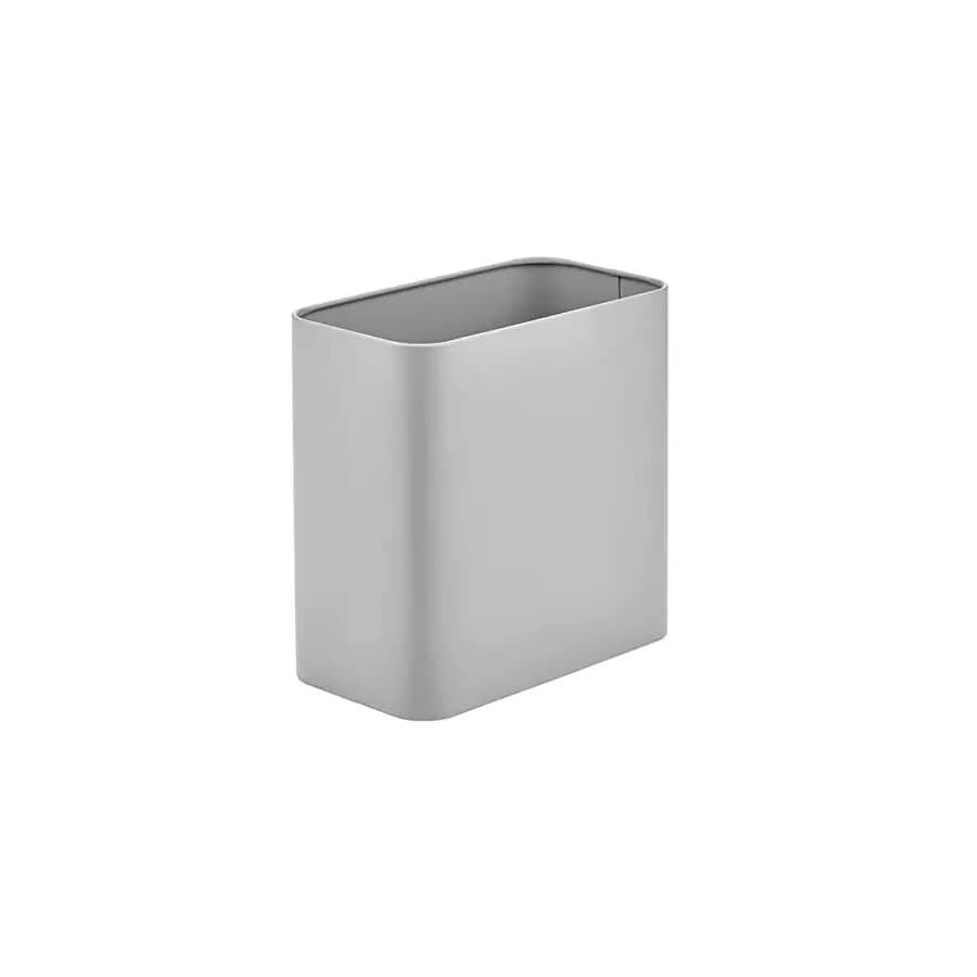 Small Metal 9L Trash Can Wastebasket Garbage Bin For Bathroom Light Gray