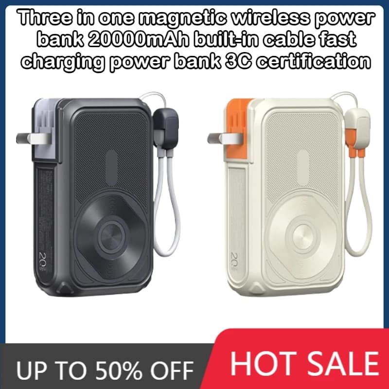 20000mAh 5V/3A 22.5W Tre in uno power bank wireless magnetico 20000mAh cavo integrato ricarica rapida power bank certificazione 3C