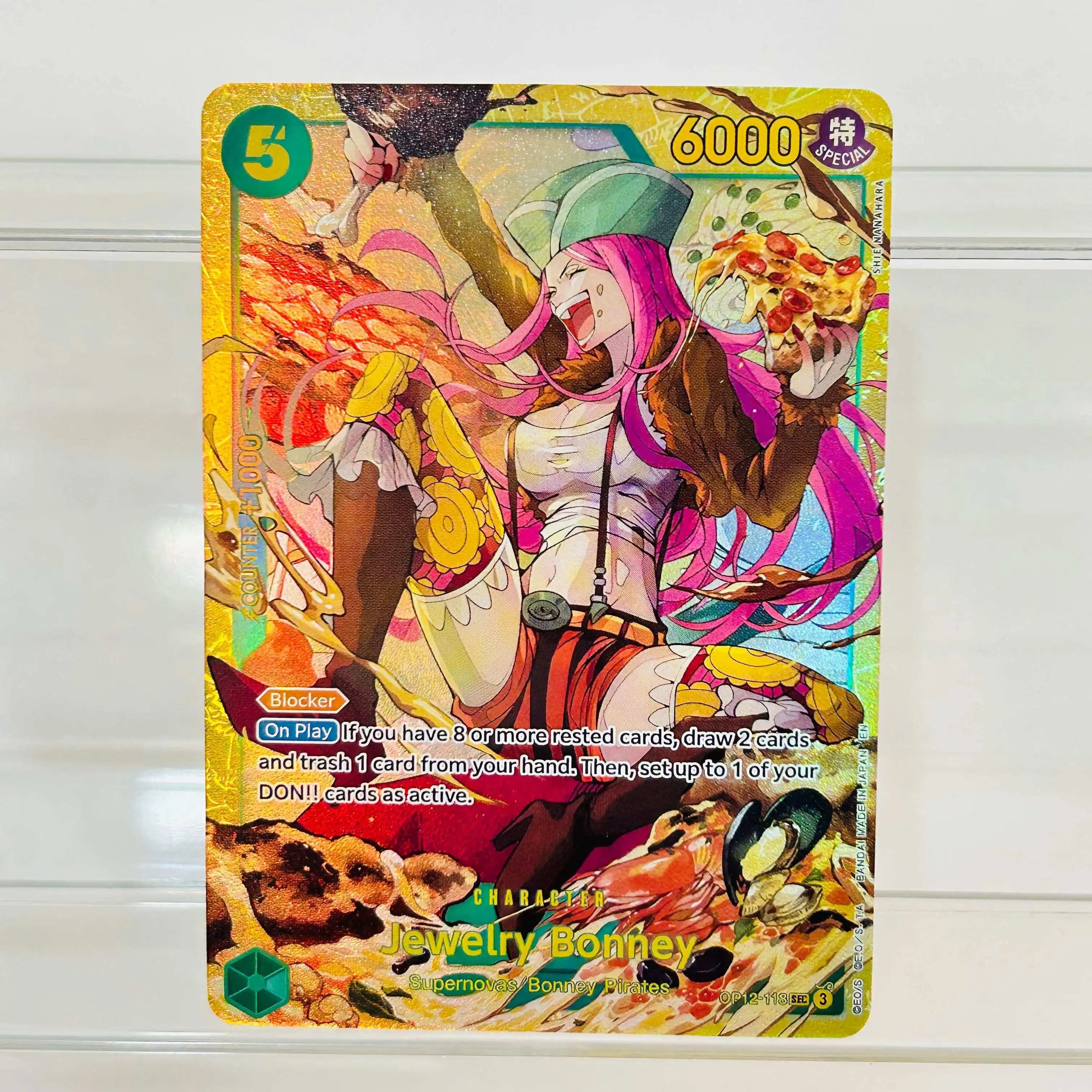 One Piece Bonney OP12-113 SEC Card English Version Holographic Texture Cards Perfect Condition DIY Premium Anime Collection Card