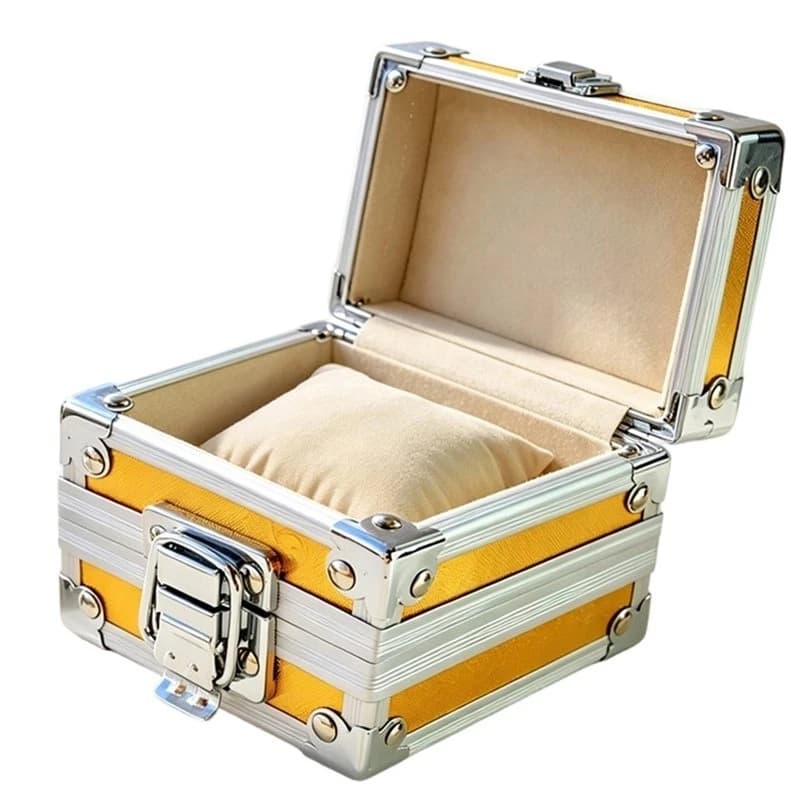 Stainless Steel Single Watch Box With Lid, Travel Watch Storage Display Case 9X7x5cm For Men Women