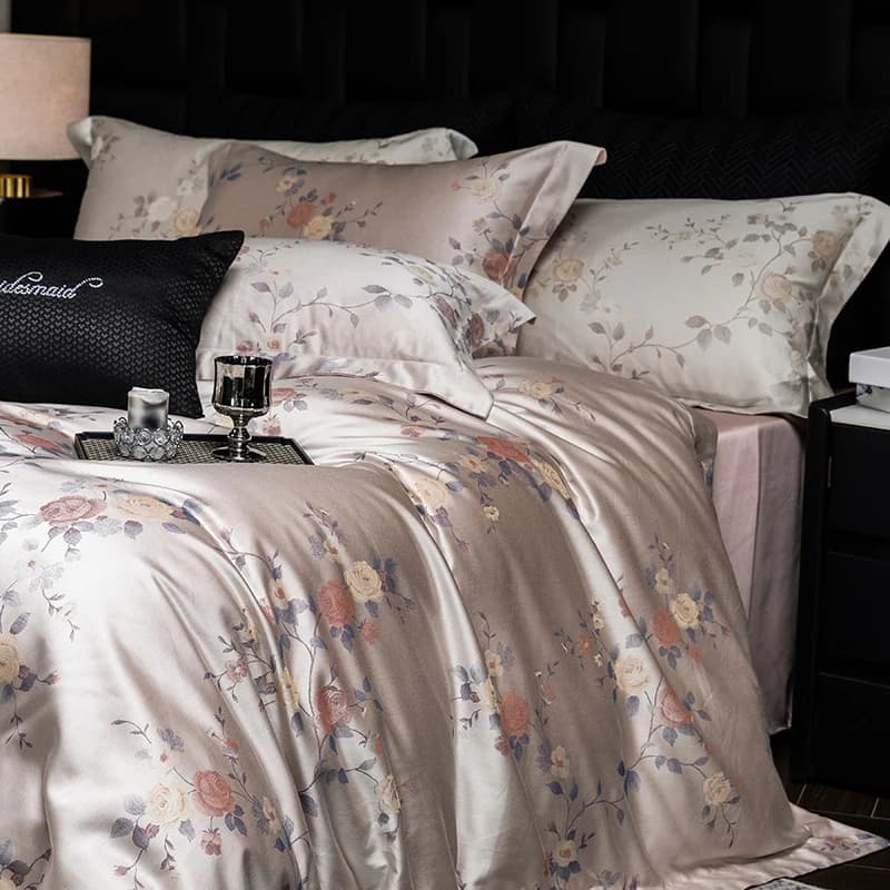 600TC Lyocell Cotton Flowers Jacquard Soft Set Queen King Size Bedlinen Bed linen Sheets/Lenzuolo with corners Load 4 pieces