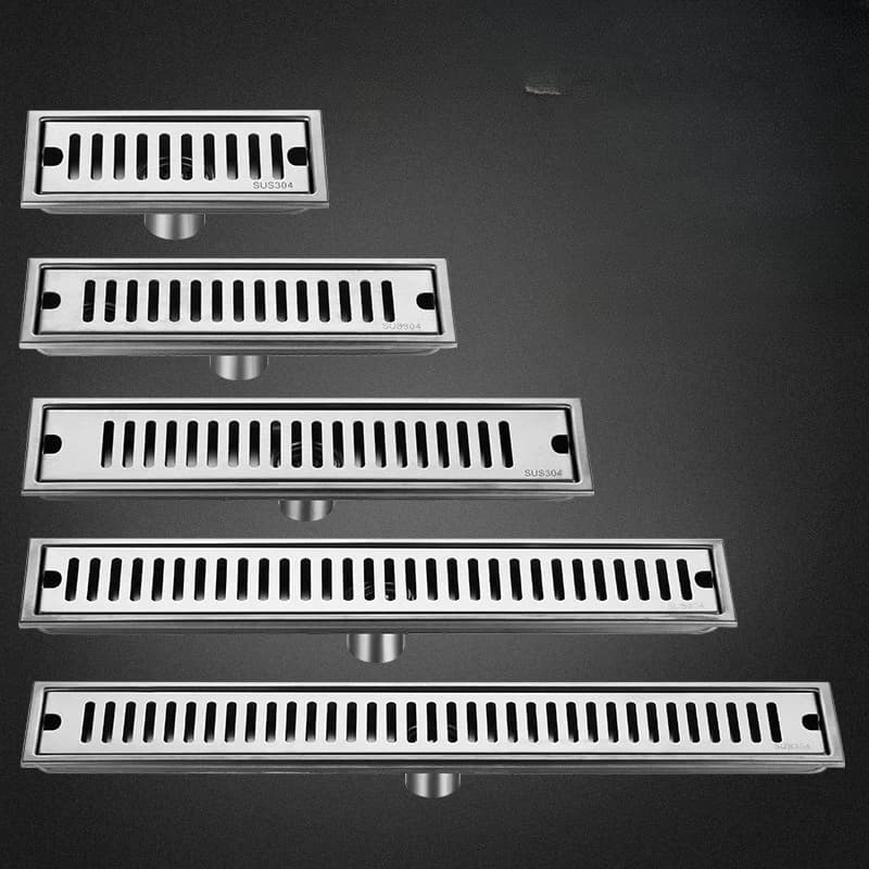 Stainless Steel Shower Floor Drain Anti-odor Bathroom Shower Drainage Rectangle Long Bath Drains For Kithchen Toilet 20-60cm