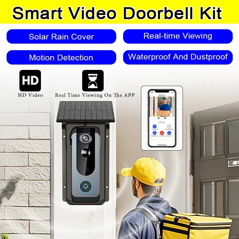 Tuya Campanello Telecamera Copertura solare antipioggia Visione notturna Spioncino Wifi Rilevazione movimento Citofono Campanello wireless esterno impermeabile